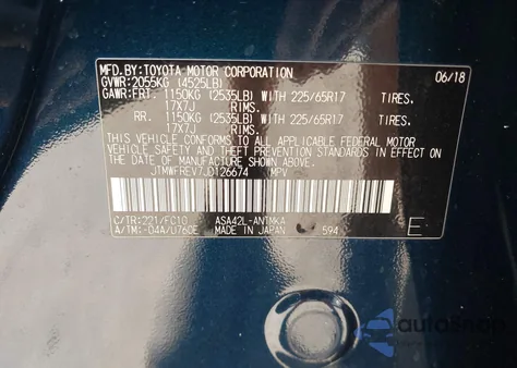 2018 Toyota Rav4 Xle from USA, damaged, VIN JTMWFREV7JD126674